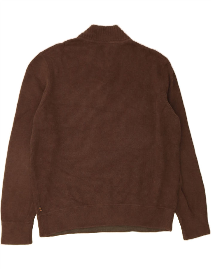 EDDIE BAUER Mens Zip Neck Jumper Sweater XL Brown Cotton Vintage Eddie Bauer and Second-Hand Eddie Bauer from Messina Hembry 