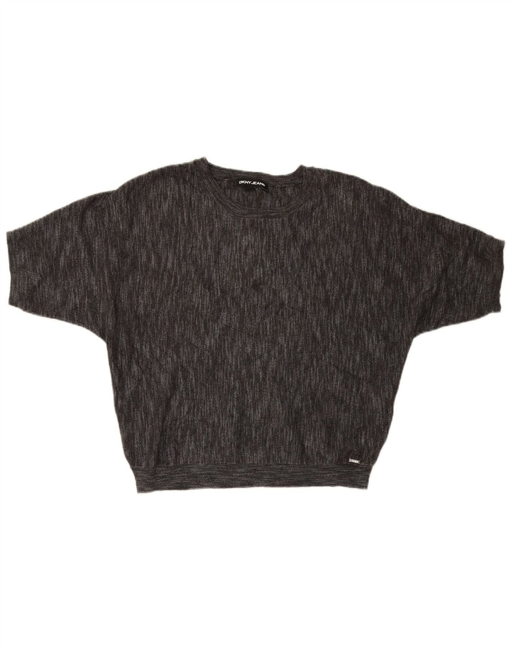 Dkny Dame Kortærmet Jumper Sweater UK 14 Medium Grå Viscose