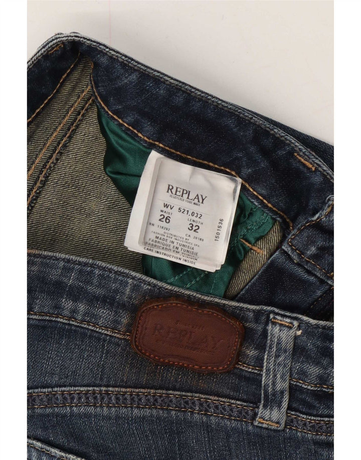 Replay Dame Slim Jeans W26 L32 Blå Bomuld