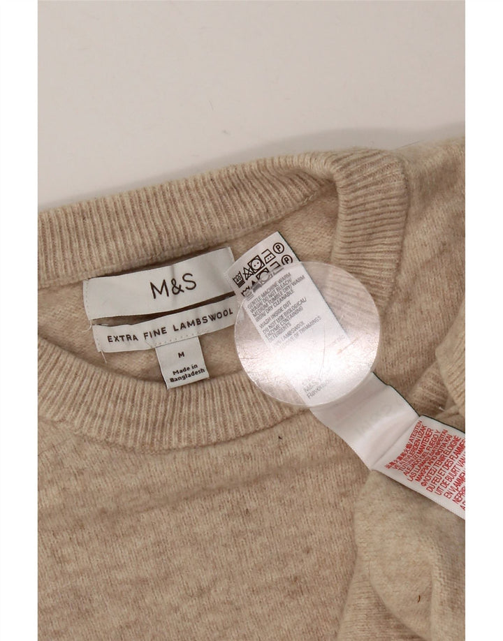 Marks & Spencer Herre sweater med rund hals, medium beige lammeuld