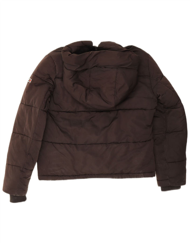 Tommy Hilfiger Womens Crop Oversized polstret jakke UK 6 XS Grå polyamid