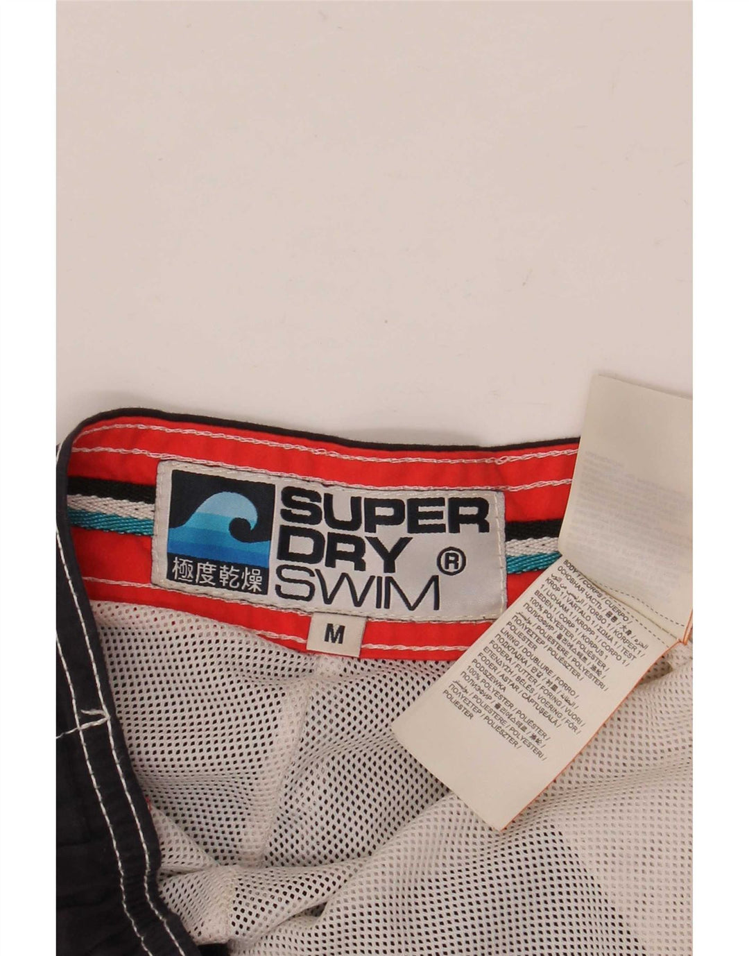 Superdry grafiske badeshorts til mænd mellem marineblå polyester
