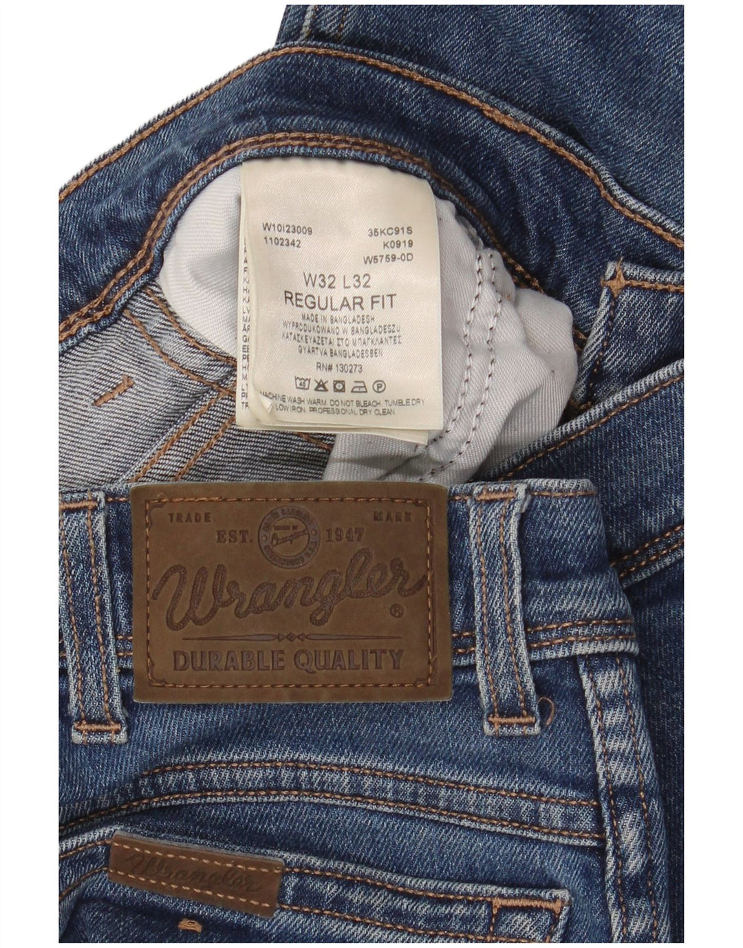 WRANGLER Herre Regular Fit Straight Jeans W32 L32 Blå Bomuld