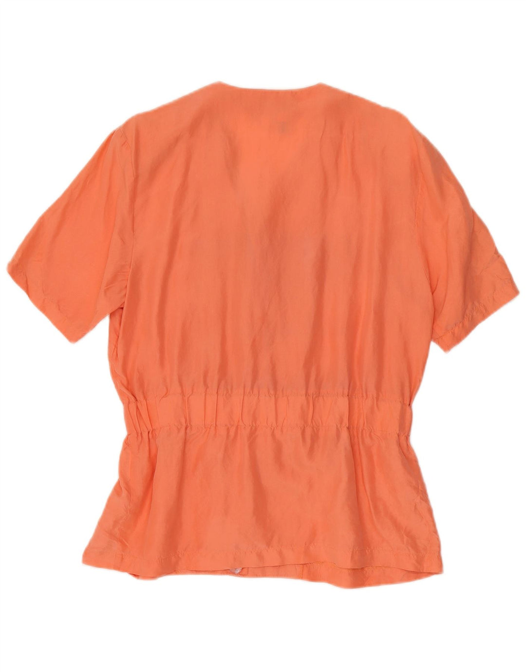 Vintage Dame Kortærmet Bluse Top UK 12 Medium Orange Silke