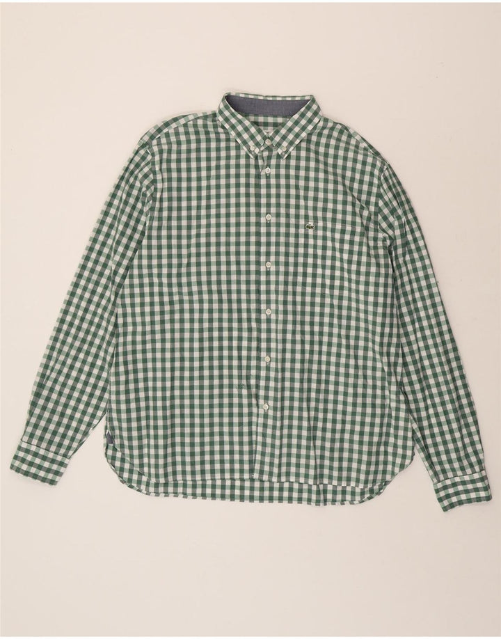 LACOSTE Mens Classic Fit Shirt Size 44 XL Green Gingham Cotton Vintage Lacoste and Second-Hand Lacoste from Messina Hembry 