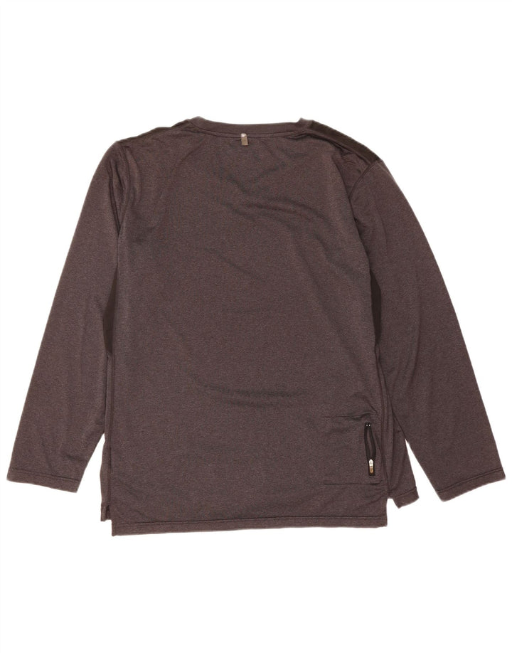 REEBOK Mens Top Long Sleeve Large Grey Colourblock Polyester