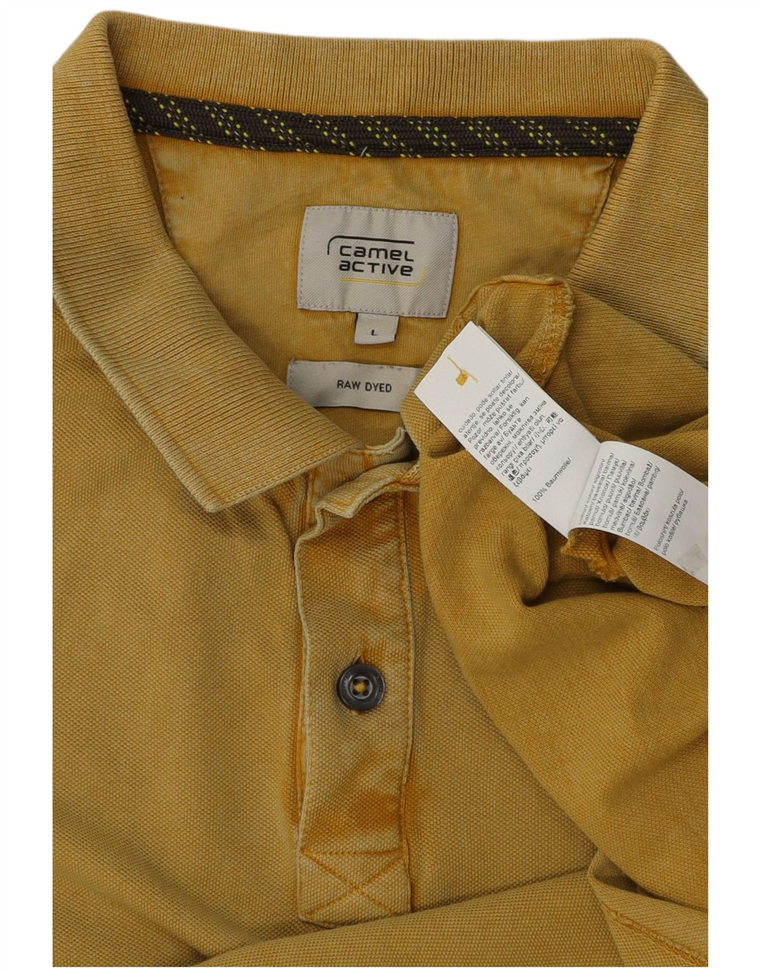 Camel Active Herre Raw Dyed Polo Shirt Stor gul bomuld