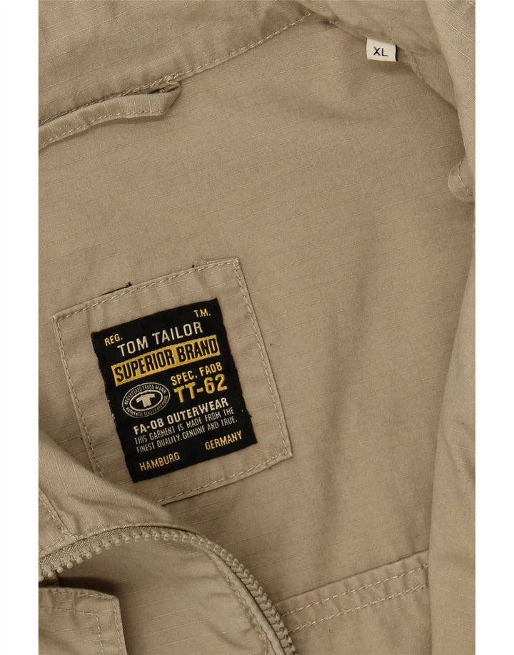TOM TAILOR Mens Military Jacket UK 42 XL Beige Cotton