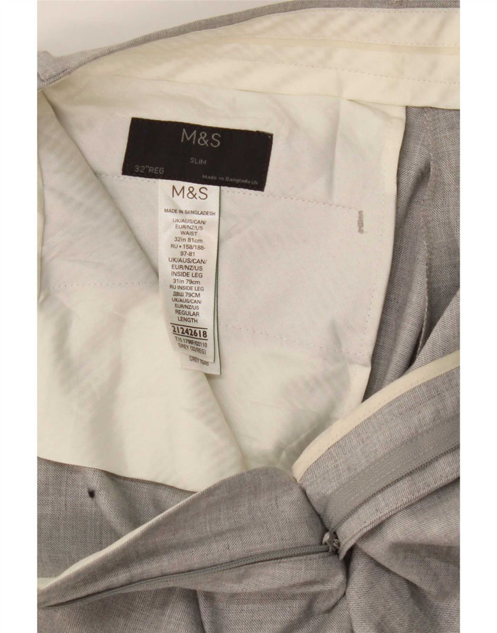 Marks & Spencer Herre Slim Suit Bukser W32 L31 Grå Polyester Classic