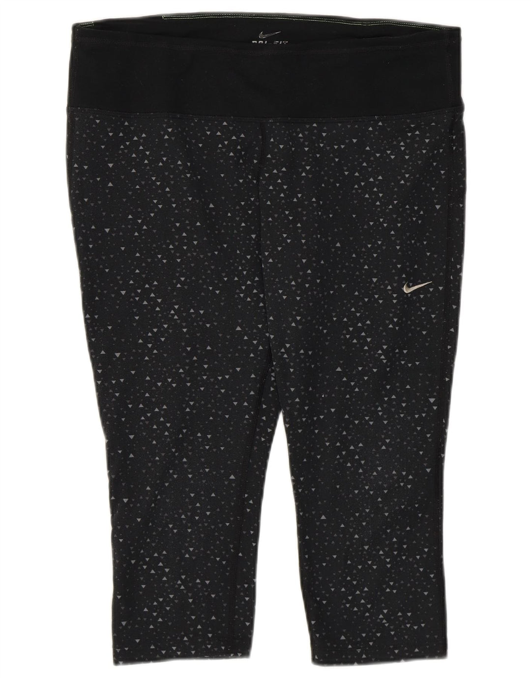 Nike Dame Dri Fit Capri Leggings UK 16 Large Sort Geometrisk Polyester