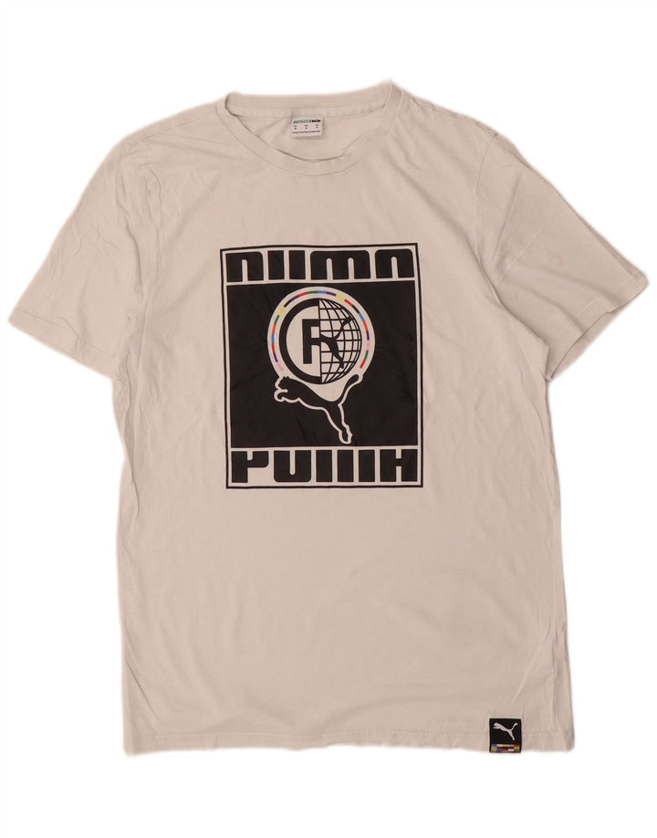 Puma Herre grafisk T-shirt Top Medium Hvid Bomuld