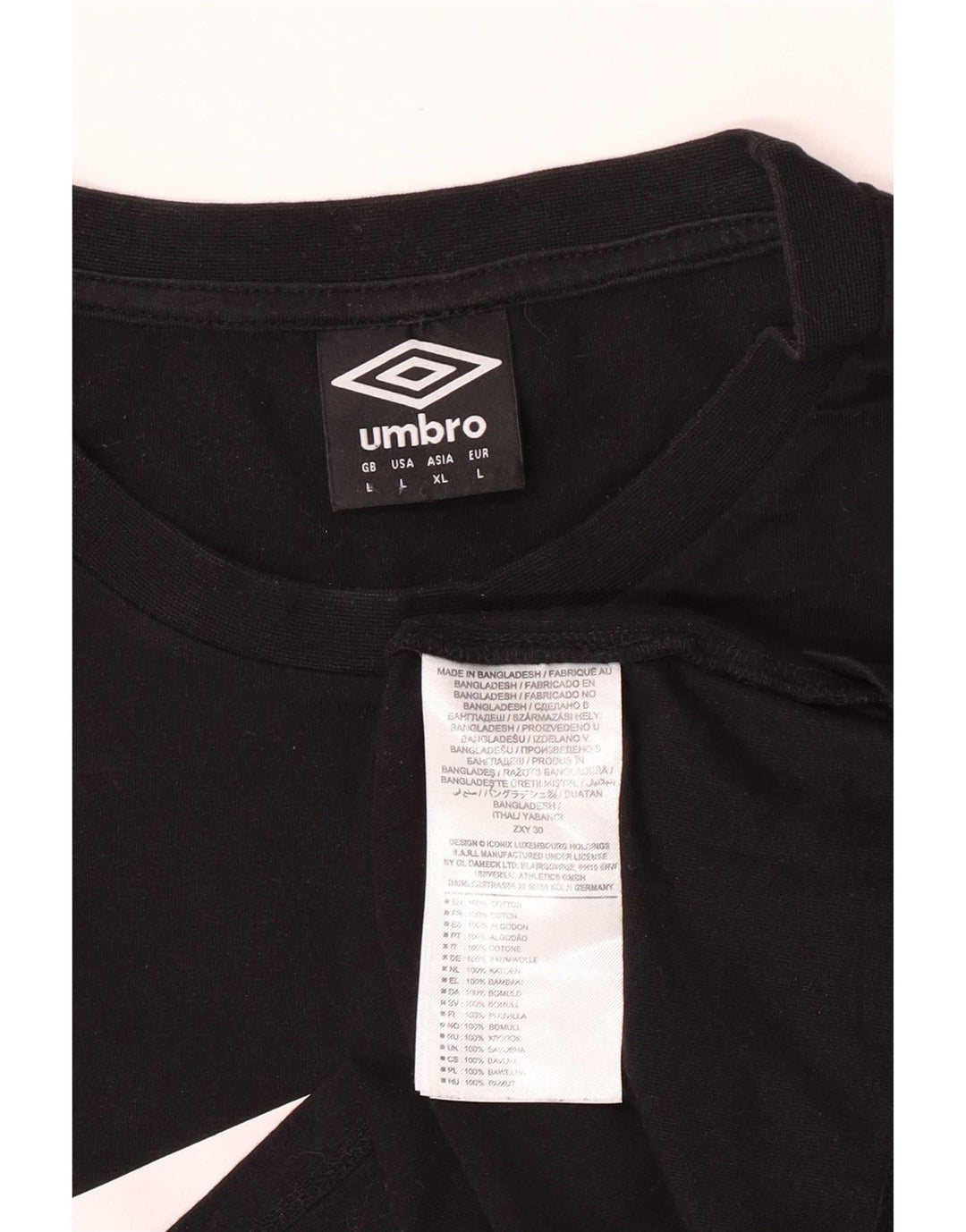 Umbro Herre Grafisk T-Shirt Top Stor Sort Bomuld