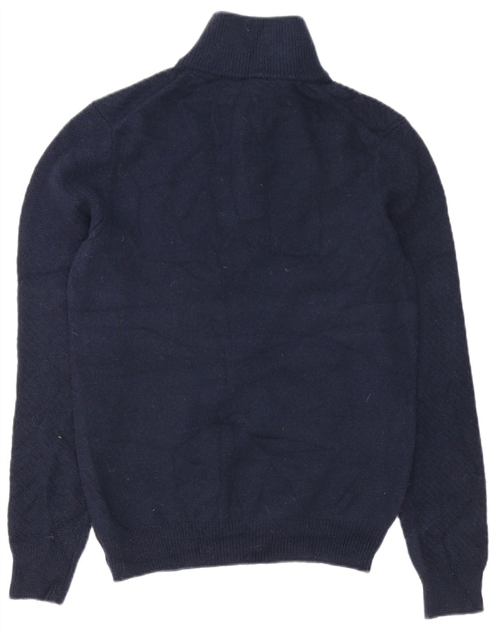 Reiss Herre Zip Neck Jumper Sweater Medium Navy Blue Uld