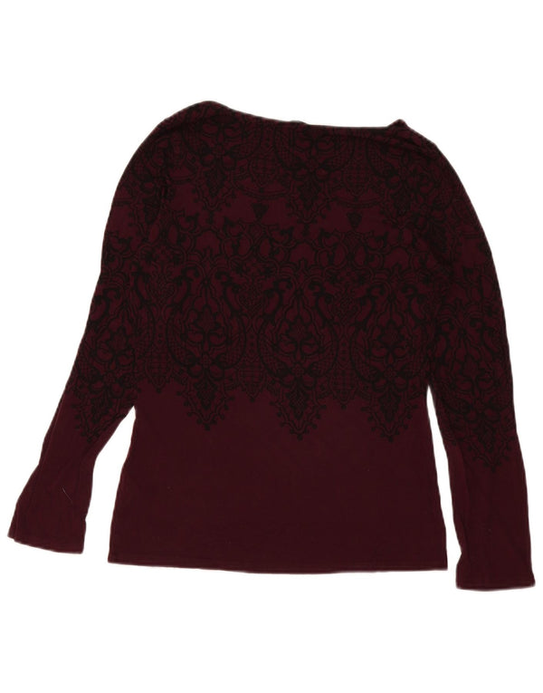 Oasis Dame Top Langærmet UK 12 Medium Burgundy Paisley Viscose
