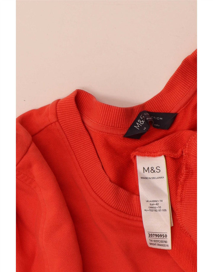 Marks & Spencer Dame Sweatshirt Jumper UK 14 Stor Orange Bomuld