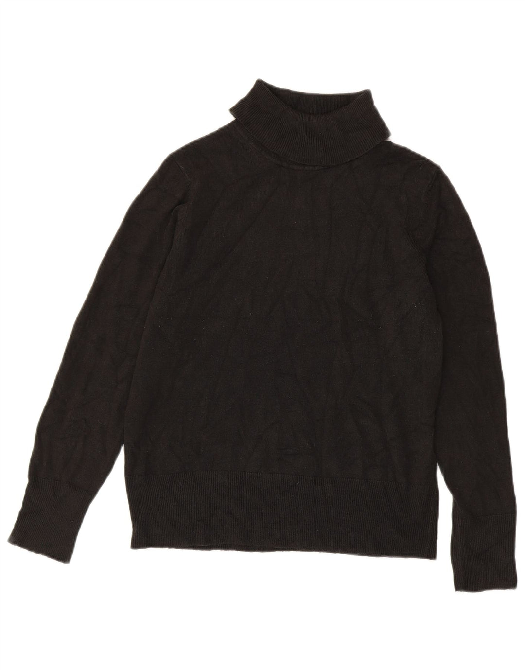 Marks & Spencer Dame Roll Neck Jumper Sweater UK 14 Medium Sort Akryl