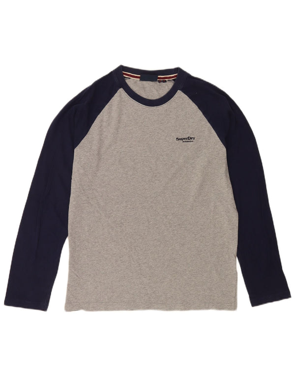 Superdry Herre Top Langærmet Medium Grey Colourblock Bomuld