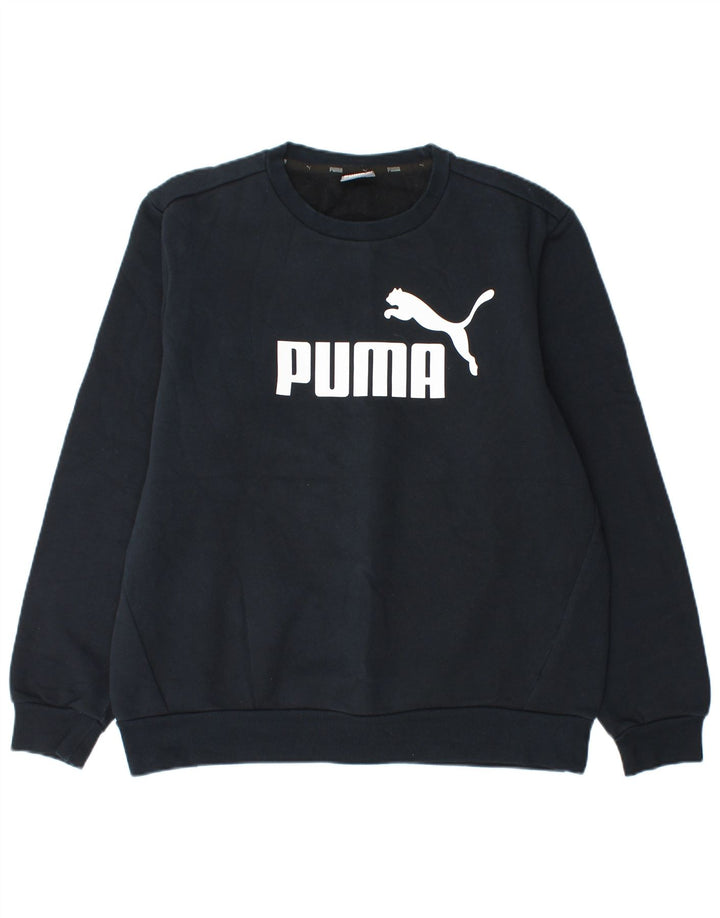 Puma Herre Grafisk Sweatshirt Jumper Stor Marineblå Bomuld