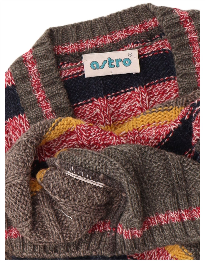 Vintage Dame Cardigan Sweater UK 12 Medium Flerfarvet Stribet