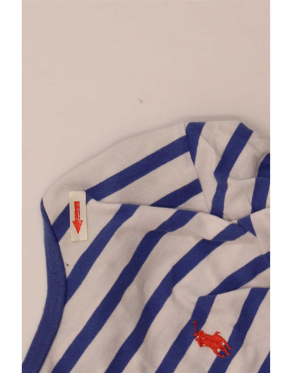 Ralph Lauren Dame T-Shirt Top UK 12 Medium Hvid Stribet Bomuld