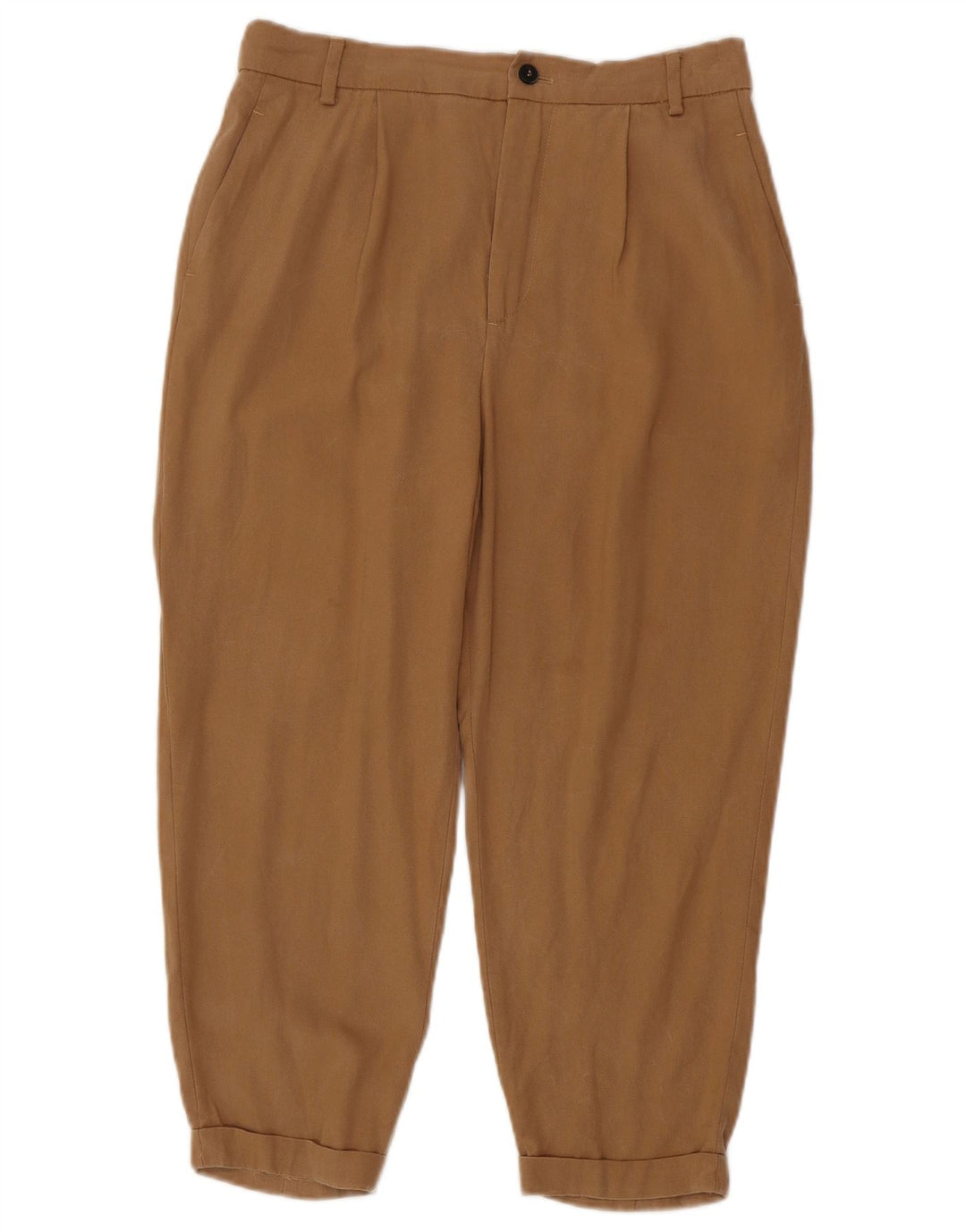 ZARA Womens Pegged Cropped Trousers Medium W28 L23 Brun Lyocell