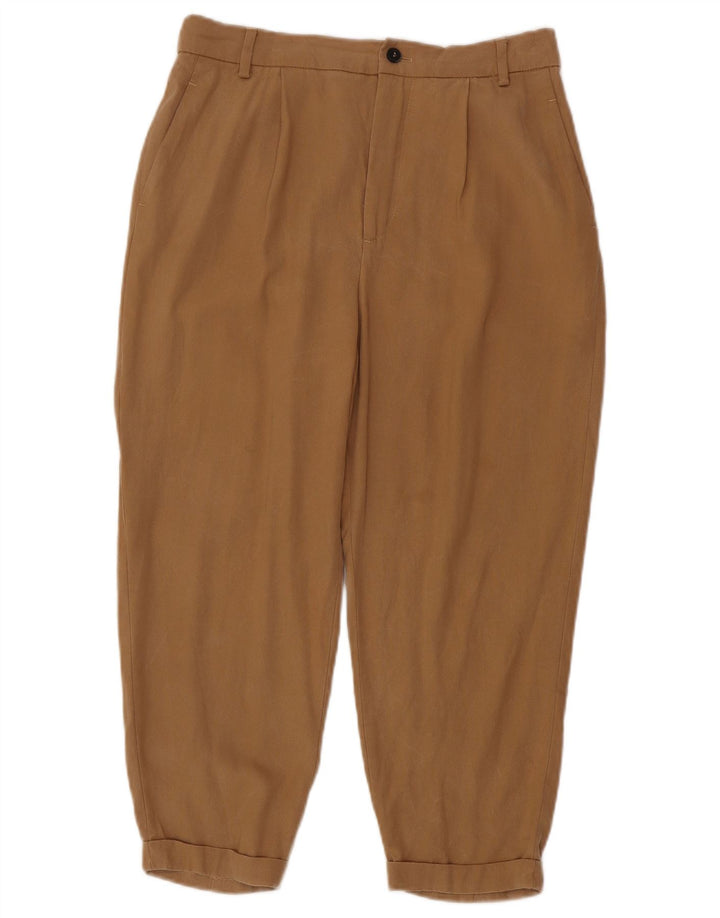 ZARA Womens Pegged Cropped Trousers Medium W28 L23 Brun Lyocell