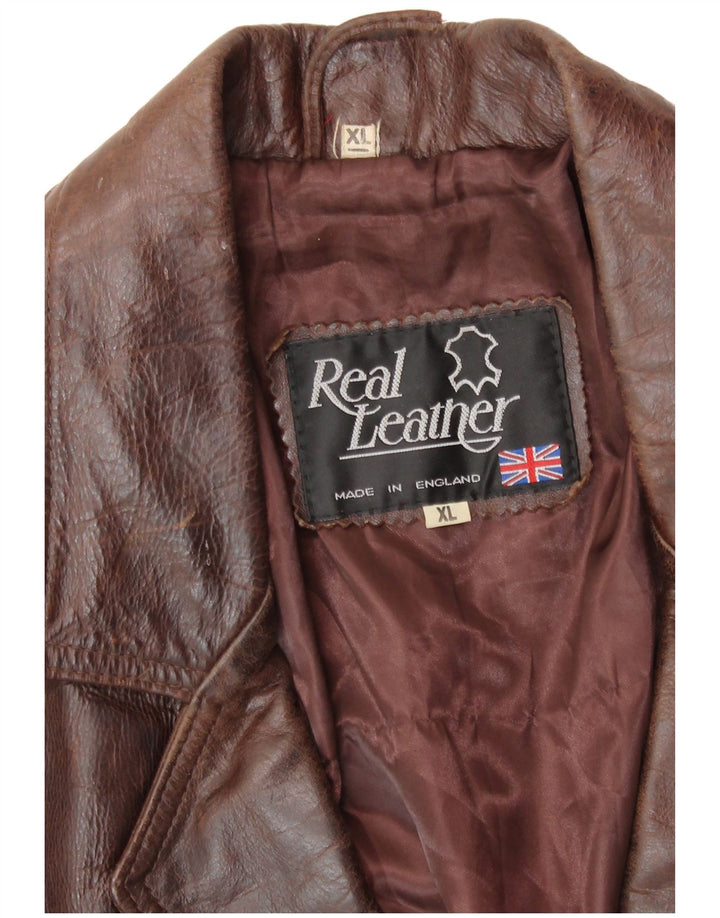 VINTAGE Herre læderjakke UK 42 XL Brunt læder