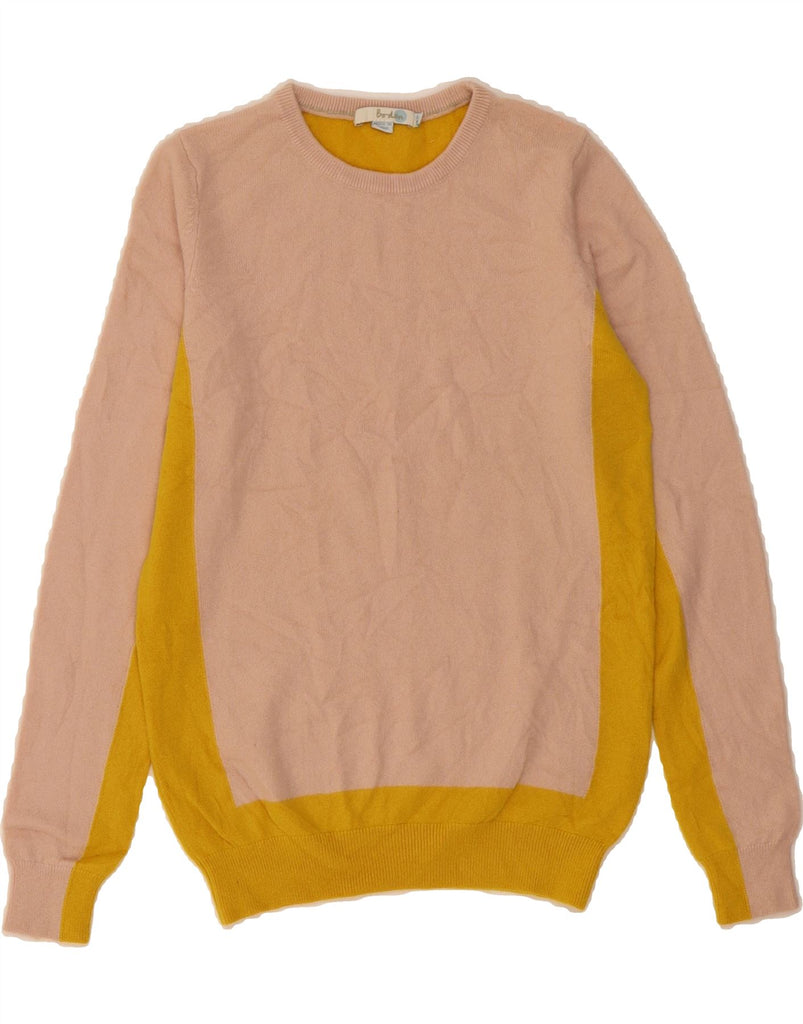 BODEN Womens Crew Neck Jumper Sweater UK 10 Small Pink Colourblock Vintage Boden and Second-Hand Boden from Messina Hembry 