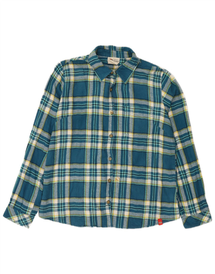 Dickies Dame Flanelskjorte UK 14 Medium Blue Plaid Bomuld