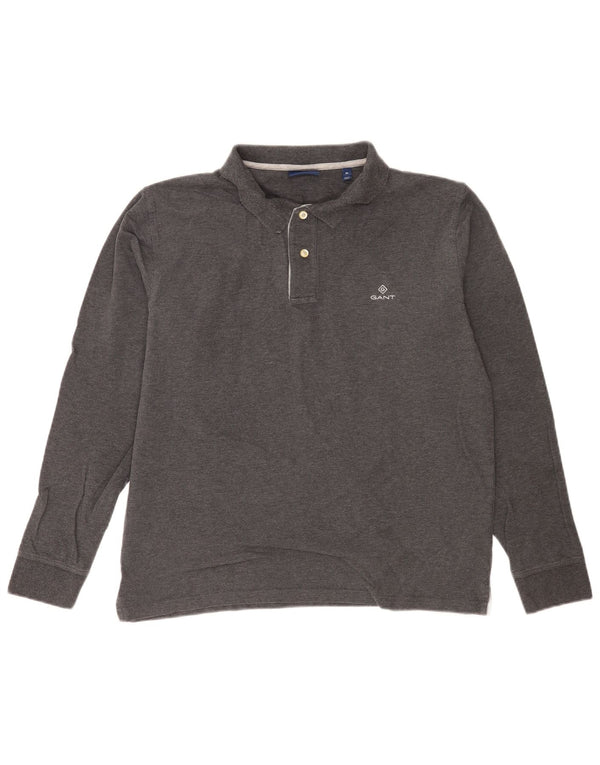Gant Langærmet Polo Shirt til mænd XL Grå Bomuld