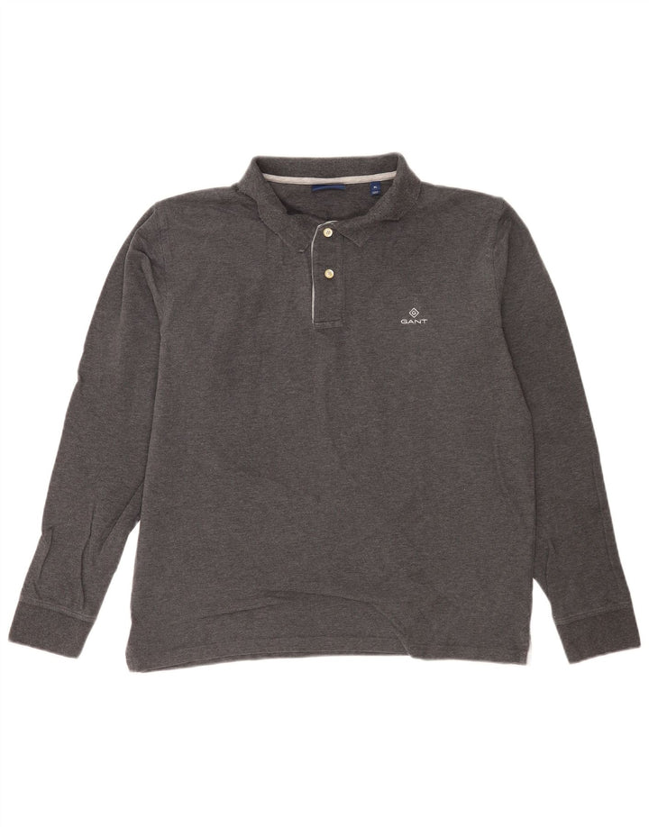 Gant Langærmet Polo Shirt til mænd XL Grå Bomuld