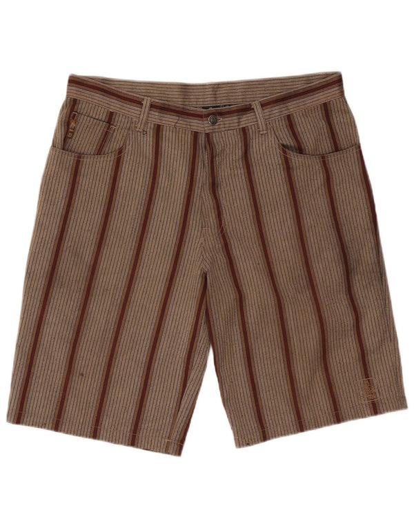 Katin Mens Casual Shorts W36 Large Brown Striped Polyester