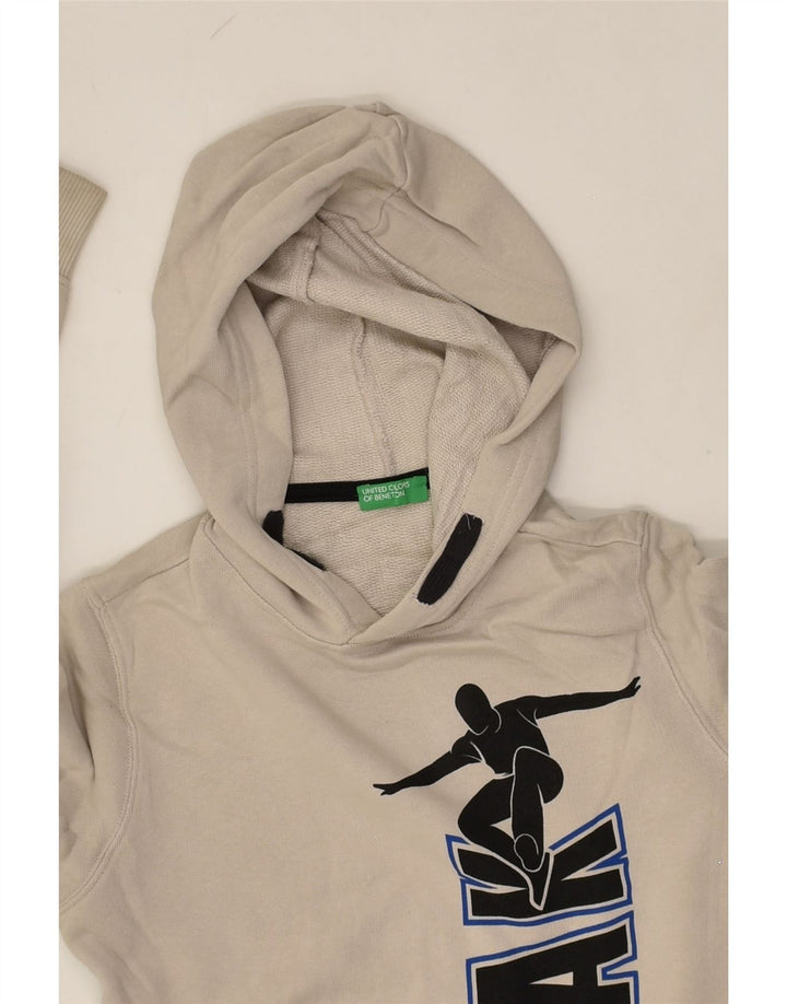 BENETTON Boys Graphic Hoodie Jumper 8-9 Years Grey | Vintage Benetton | Thrift | Second-Hand Benetton | Used Clothing | Messina Hembry 