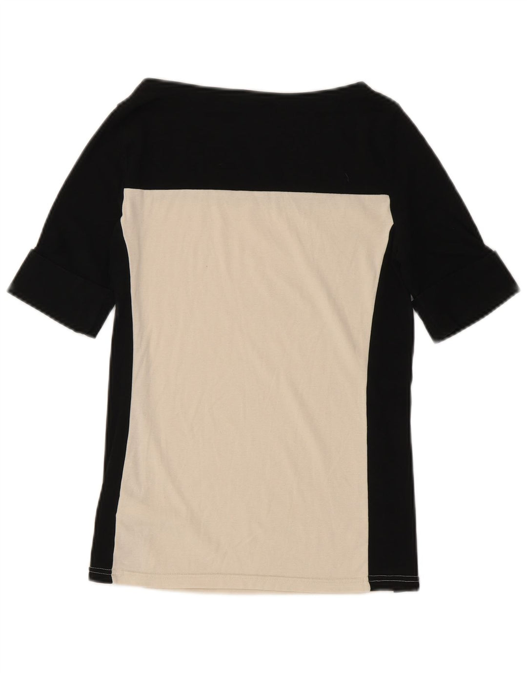 RALPH LAUREN Dame T-Shirt Top UK 10 Small Black Colourblock Bomuld