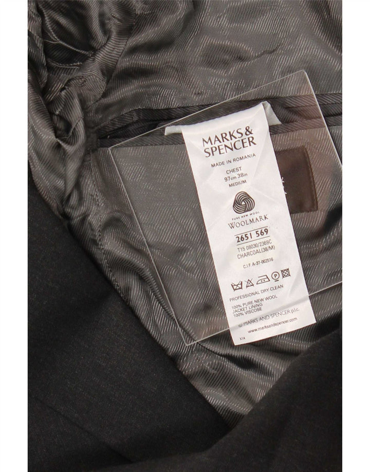 Marks & Spencer Herre 2-knaps blazerjakke UK 38 Medium Black New Wool
