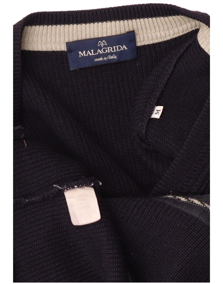 Malagrida Dame Cardigan Sweater UK 14 Medium Navy Blue Uld