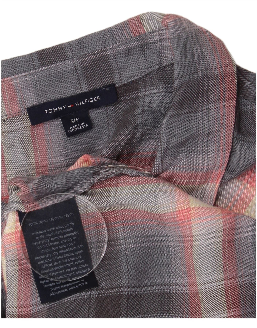 Tommy Hilfiger Dameskjorte UK 10 Small Grey Ternet Rayon