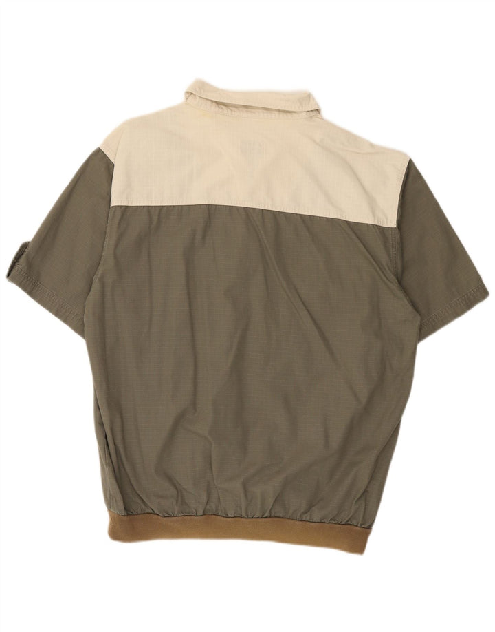 Jacques Lorant Herre Kortærmet Pullover Shirt Medium Khaki Colourblock