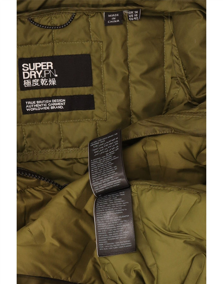 Superdry Herre hættepolstret jakke UK 14 Stor grøn polyester