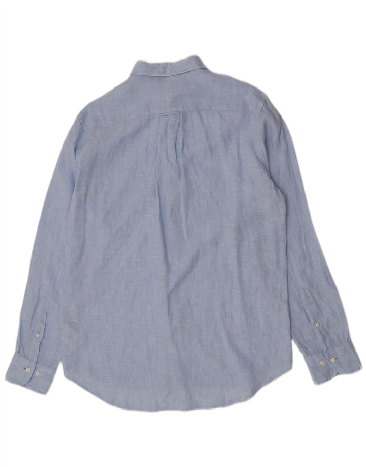 Gant Herre Regular Fit Skjorte Størrelse 39/40 15 1/2 Medium Blue Linen
