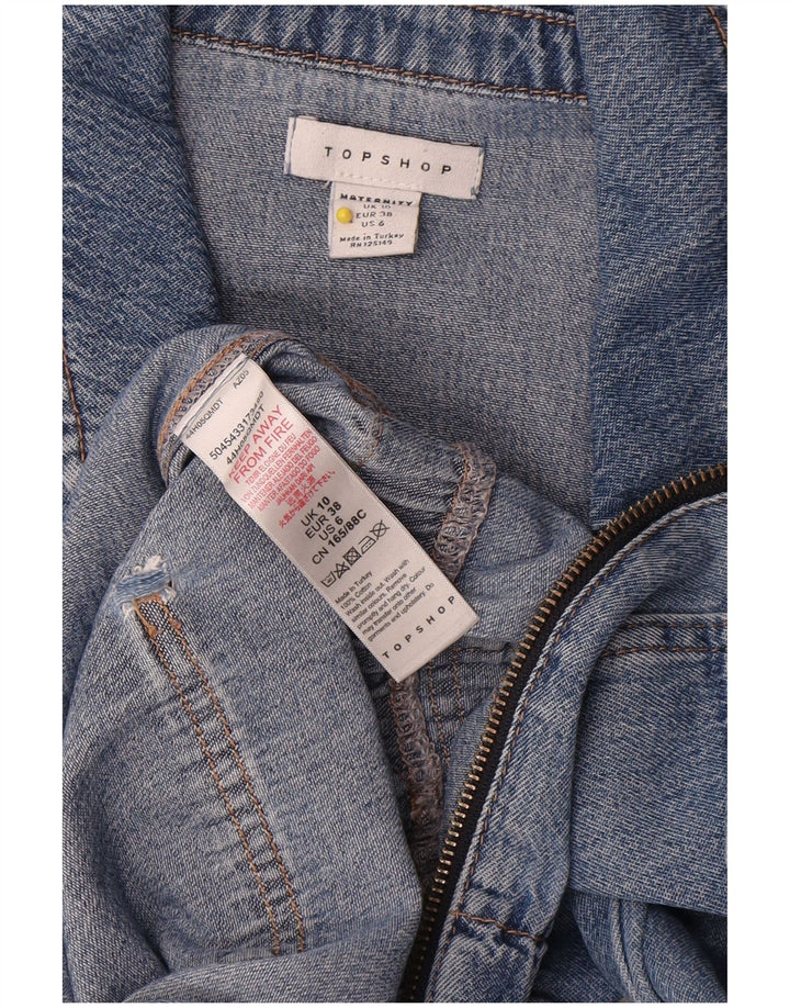 Topshop Dame Oversized Langærmet Denim Jumpsuit UK 10 Lille Blå