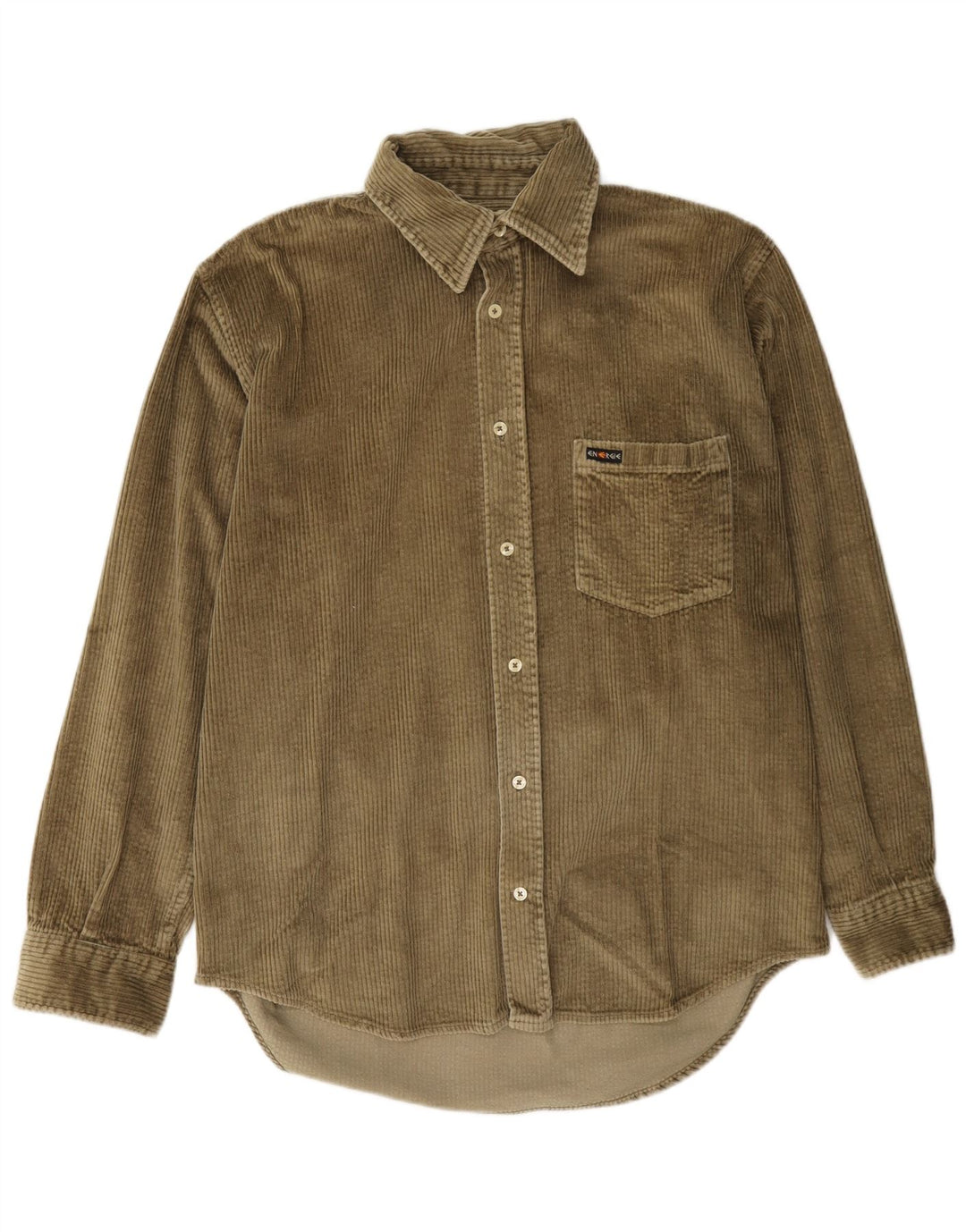 Energie Herre Corduroy Skjorte Stor Khaki Bomuld