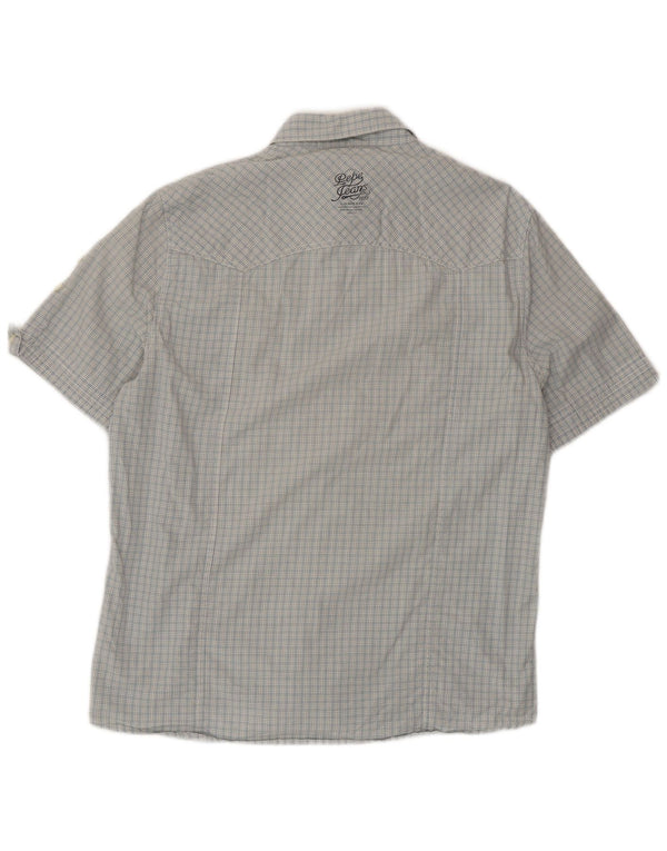 PEPE Jeans Mens Short Sleeve Regular Fit Shirt Large Blue Check