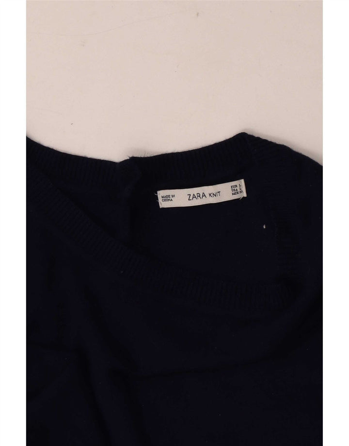 Zara Dame T-Shirt Top UK 14 Large Navy Blue