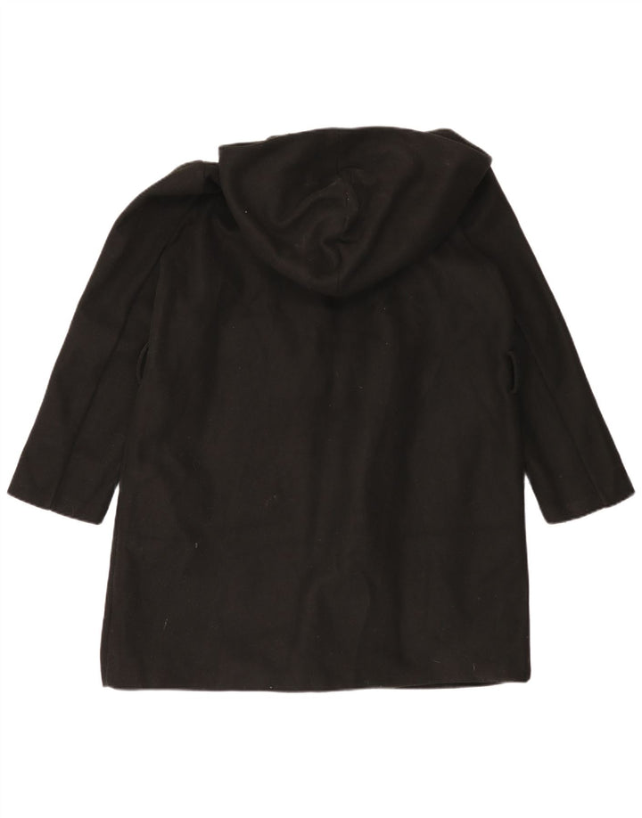 Zara Dame Hætte Oversized Overfrakke UK 10 Small Black Polyester