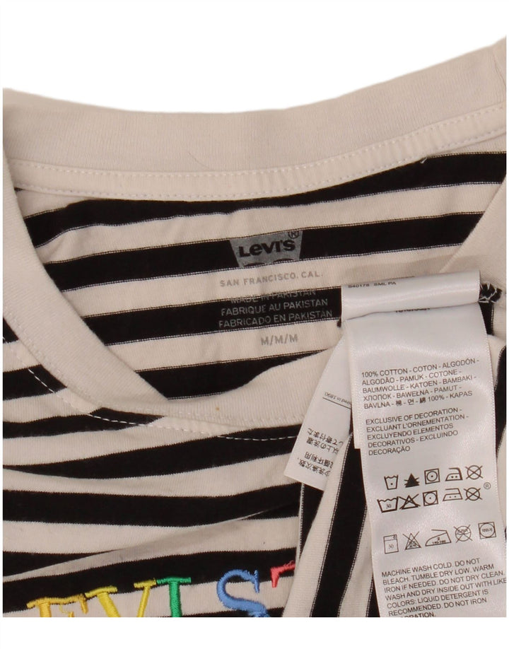 Levi's Kvinder Oversized grafisk Top Langærmet UK 14 Medium Sort Stribet