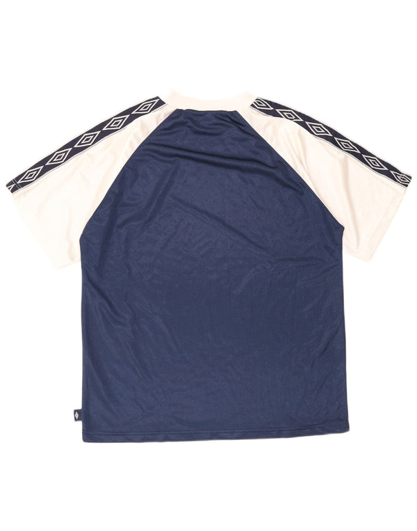 Umbro Herre Grafisk T-Shirt Top Medium Marineblå Colourblock Polyester