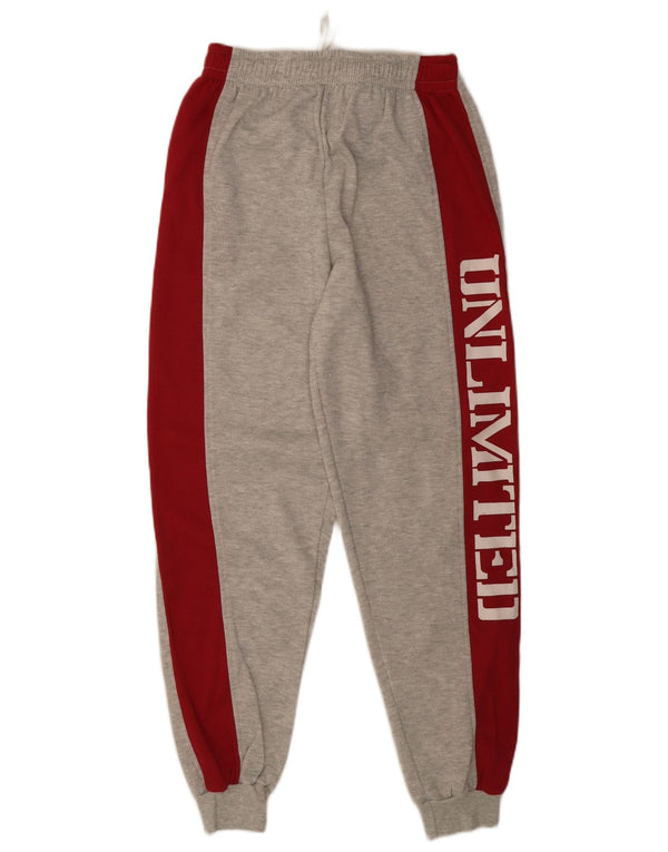Vintage kvinders grafiske træningsdragt Bukser Joggers UK 6 XS Grå Colourblock