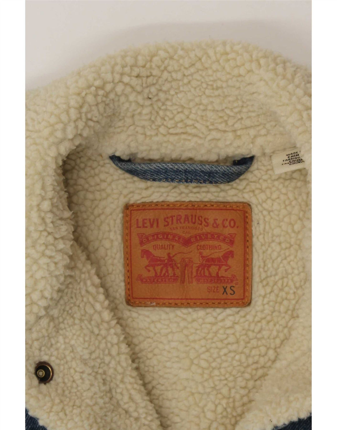 Levi's Dame Denim Sherpa Jacket UK 6 XS Blå Bomuld