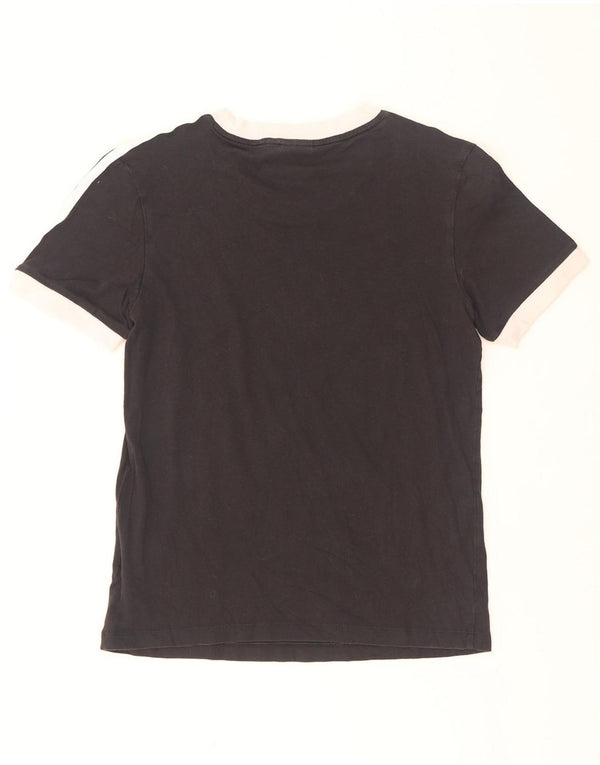 Adidas Dame T-Shirt Top UK 6 XS Sort Colourblock Bomuld